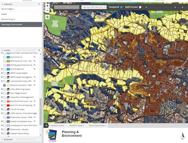 Screen shot of mapping tool with contaminated land layer selected
