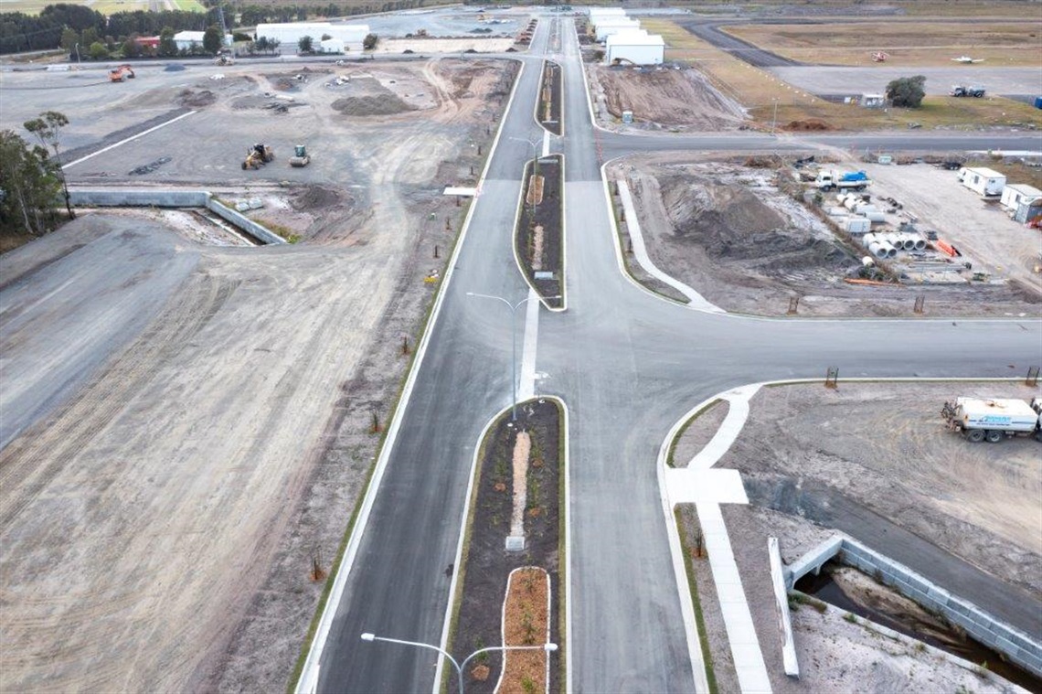 Coffs Harbour Airport Enterprise Park under construction September 2021
