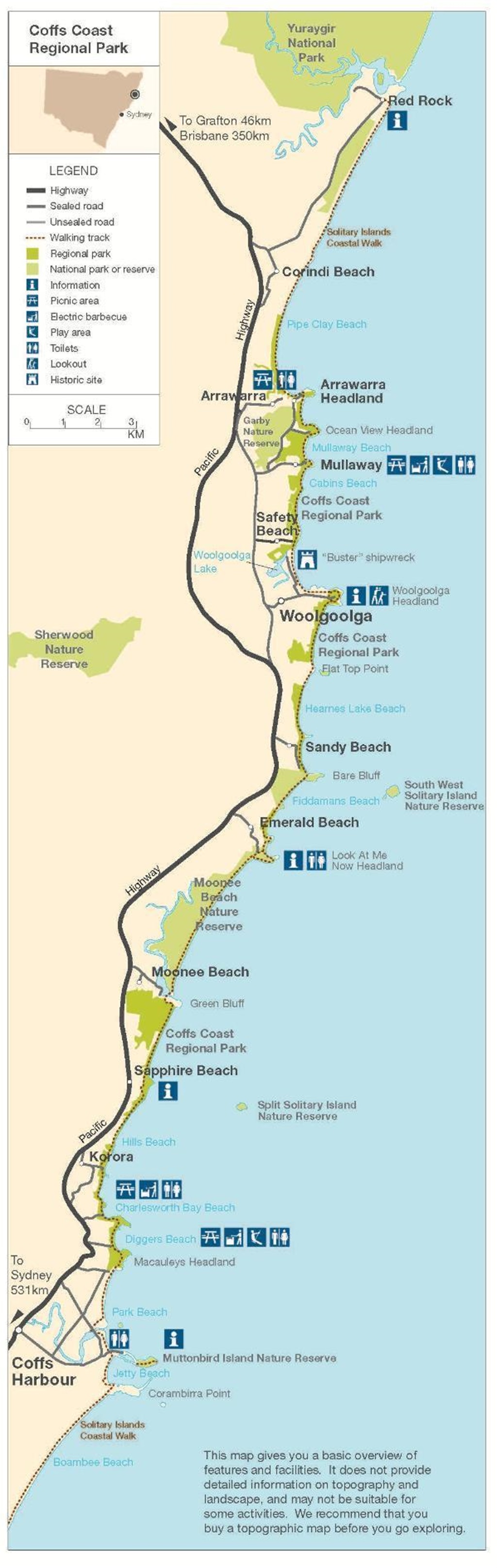 coffs coast regional park map
