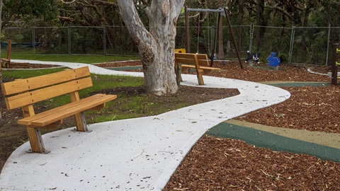 New pathway with patk benches